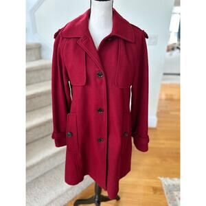 Calvin Klein Capelet Cape Red Wool Blend Peacoat